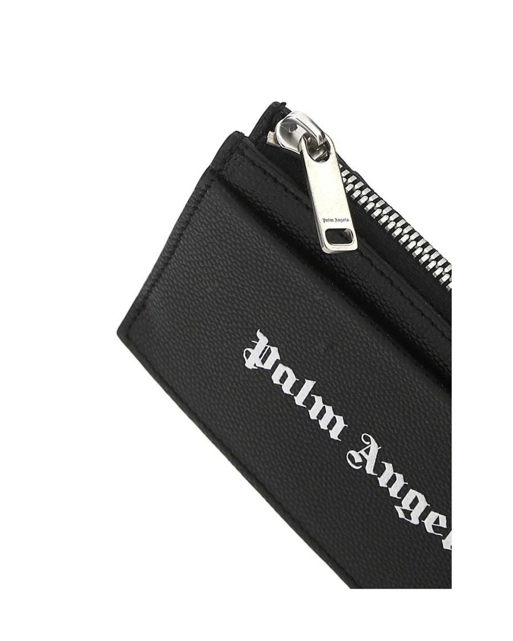 Palm Angels Black Logo Print Zipped Cardholder for men