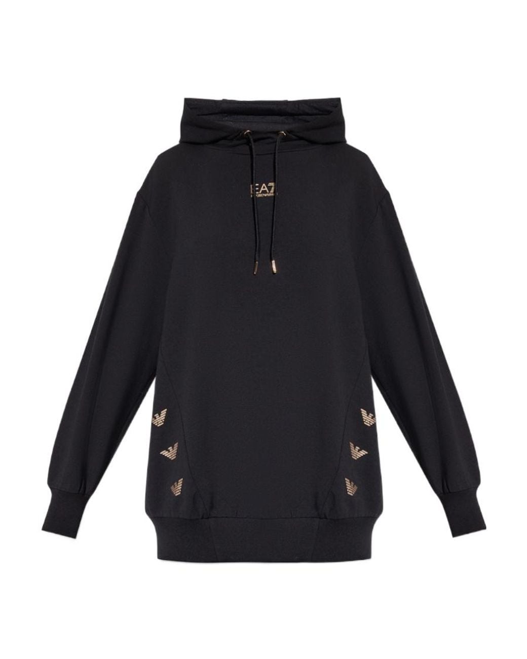 EA7 Blue Logo-Print Long-Sleeve Hoodie