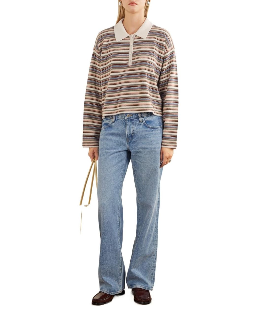 FRAME Multicolor Striped Polo Knitted Top