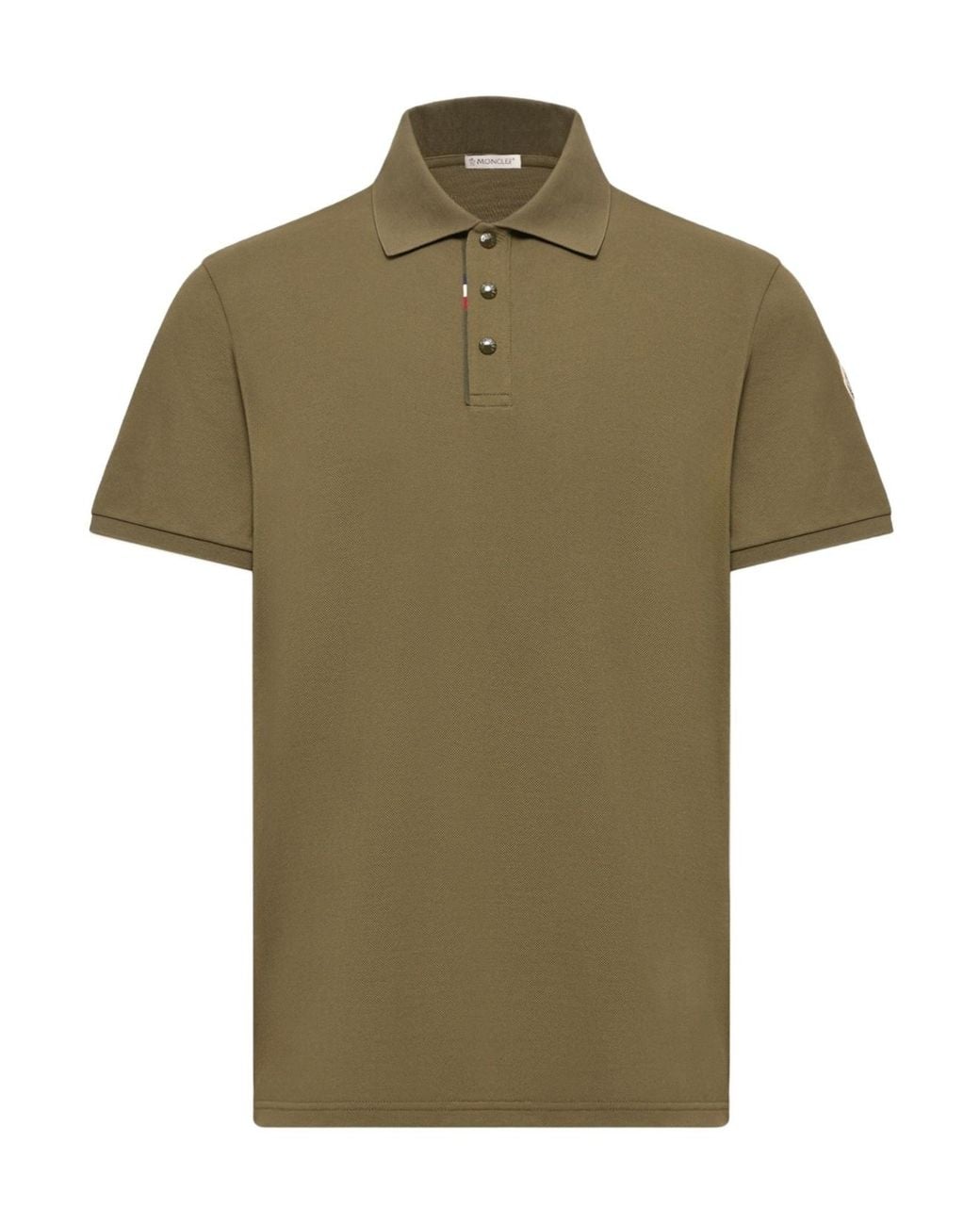 Moncler Green Logo Patch Short Sleeved Polo Shirt for men