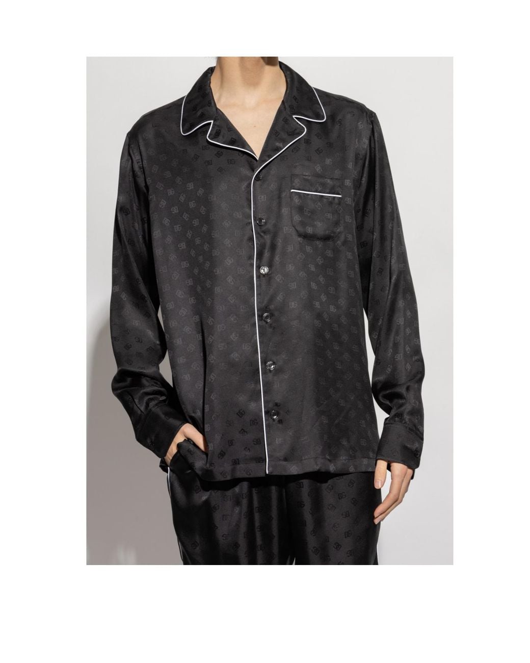 Dolce & Gabbana Black Dg Jacquard Long-Sleeved Shirt for men