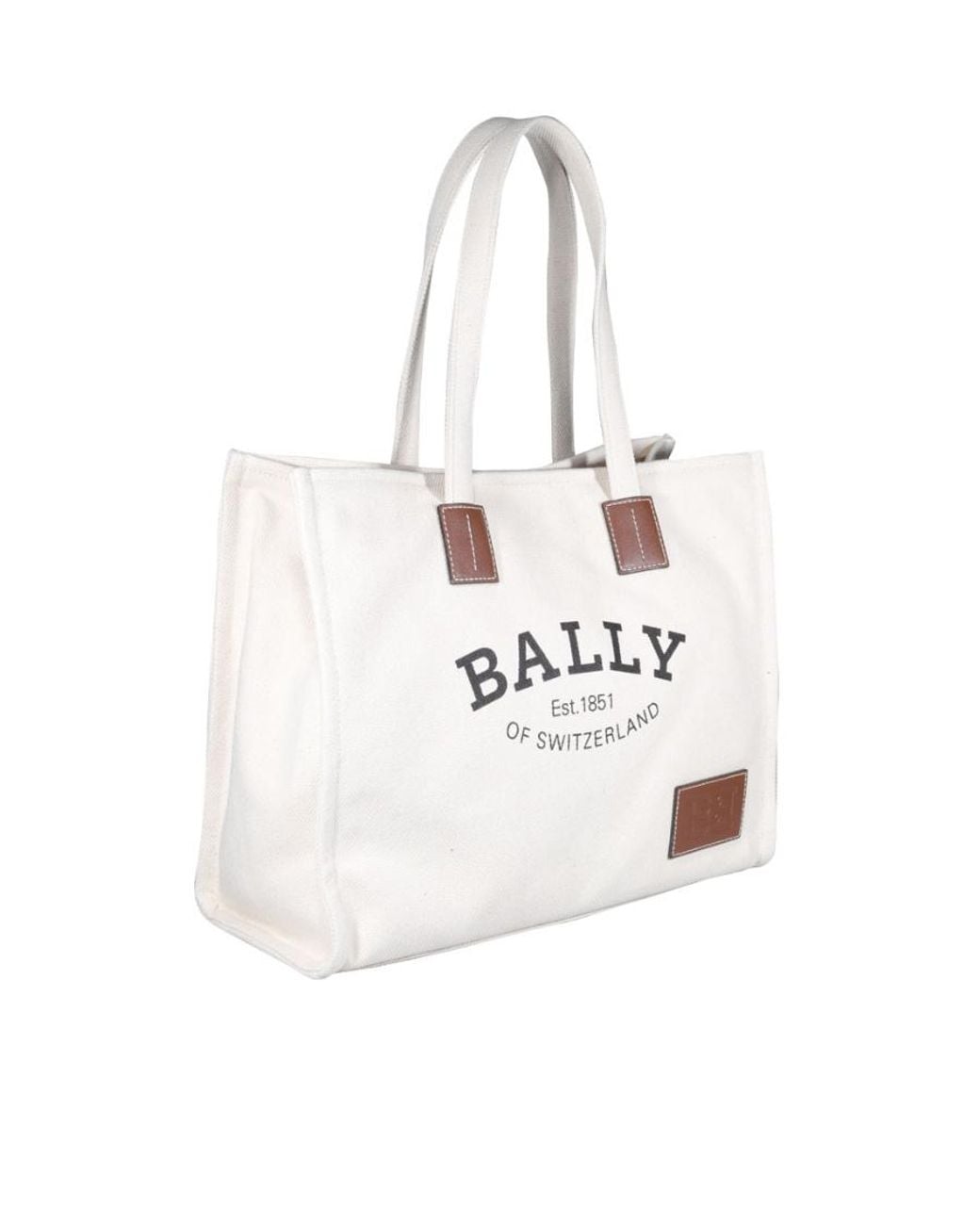 Bally White Logo Canvas Shoulder Bag