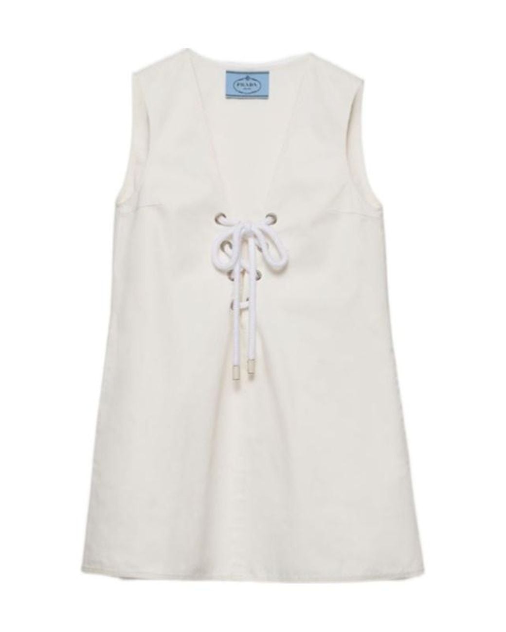 Prada White V-Neck Sleeveless Mini Dress