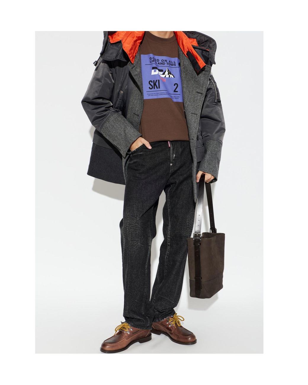 DSquared² Brown Ski Club Print T-Shirt for men