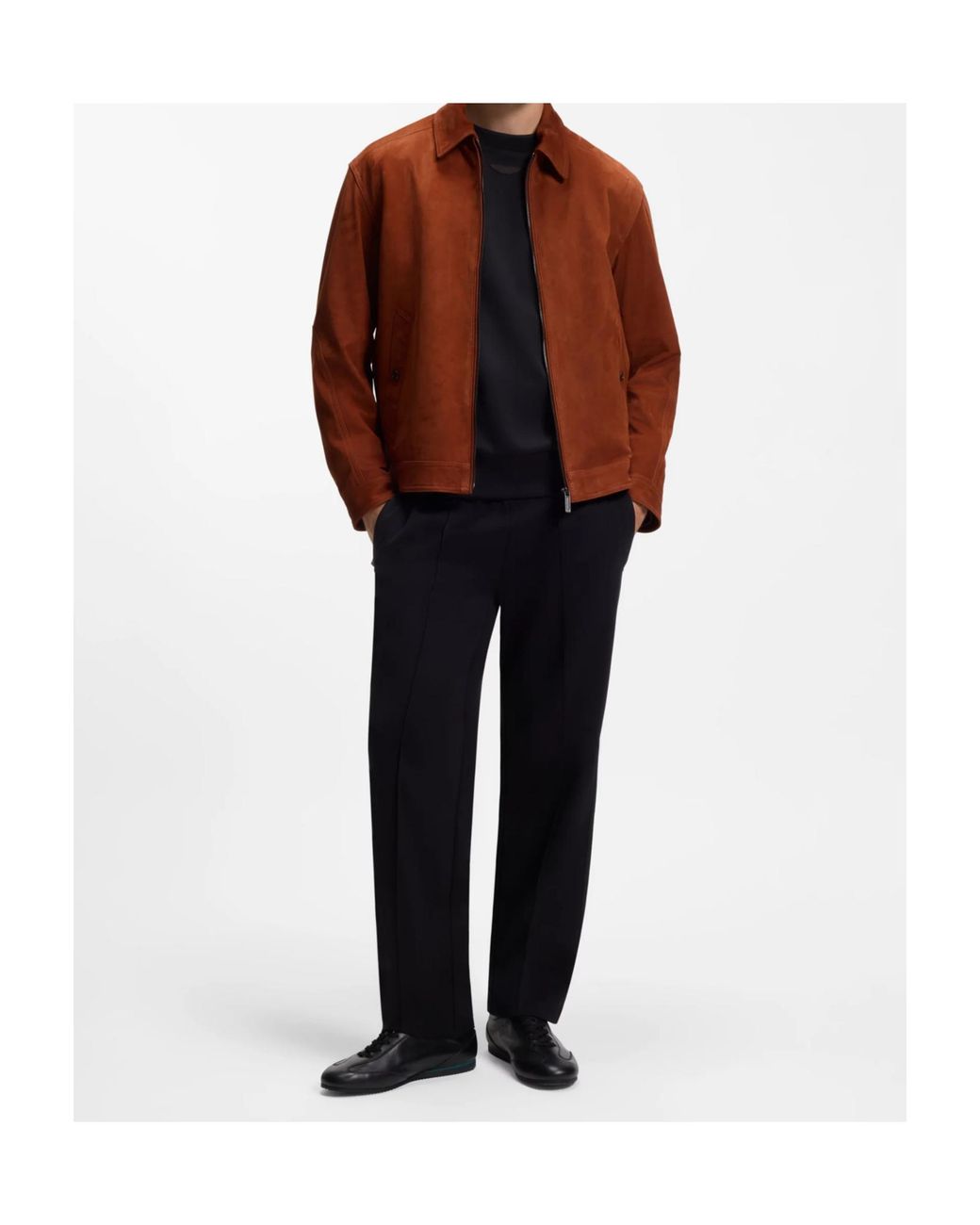Boss Brown Boss Suede Zip Jacket for men