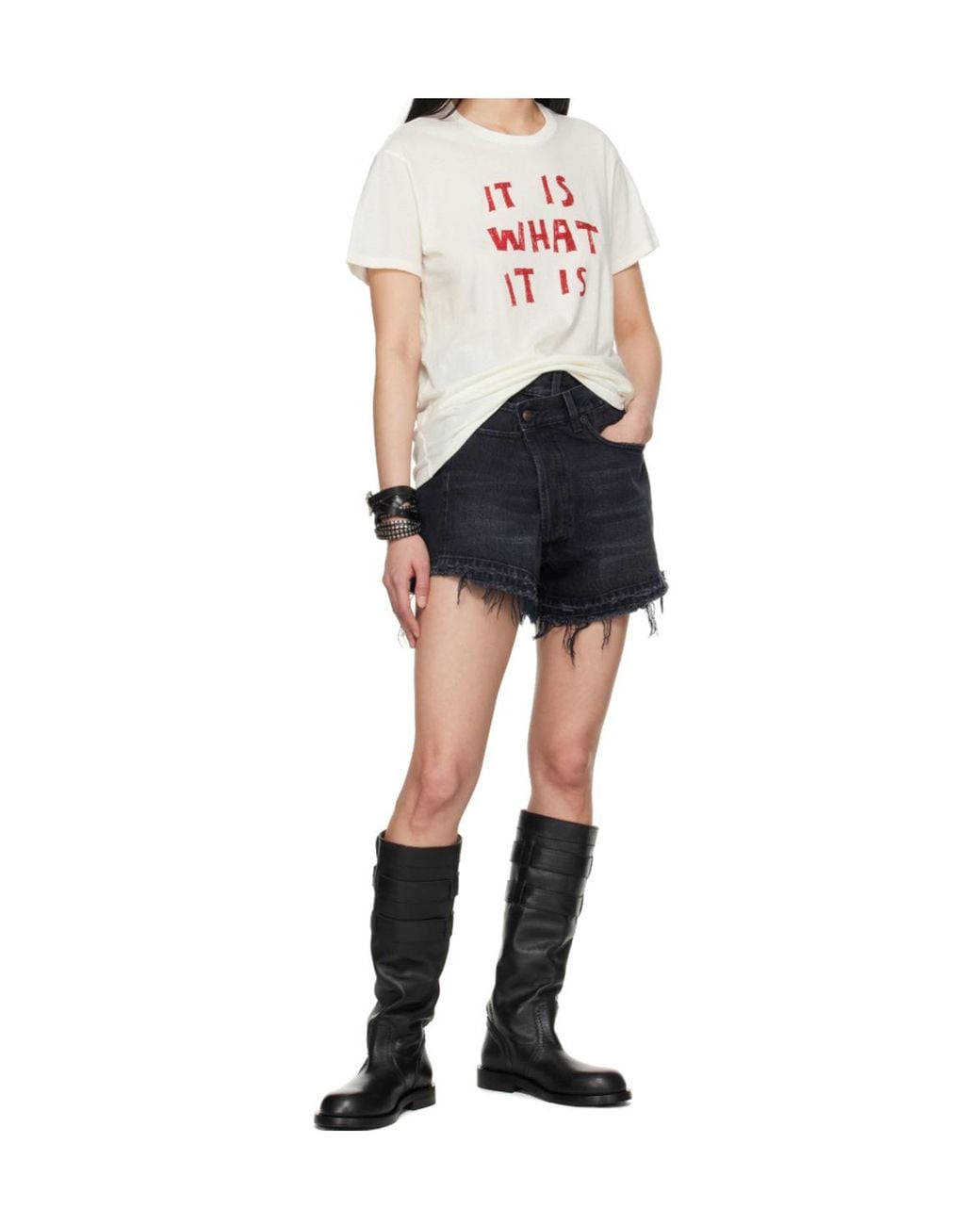 R13 Blue Belt Loop Denim Shorts