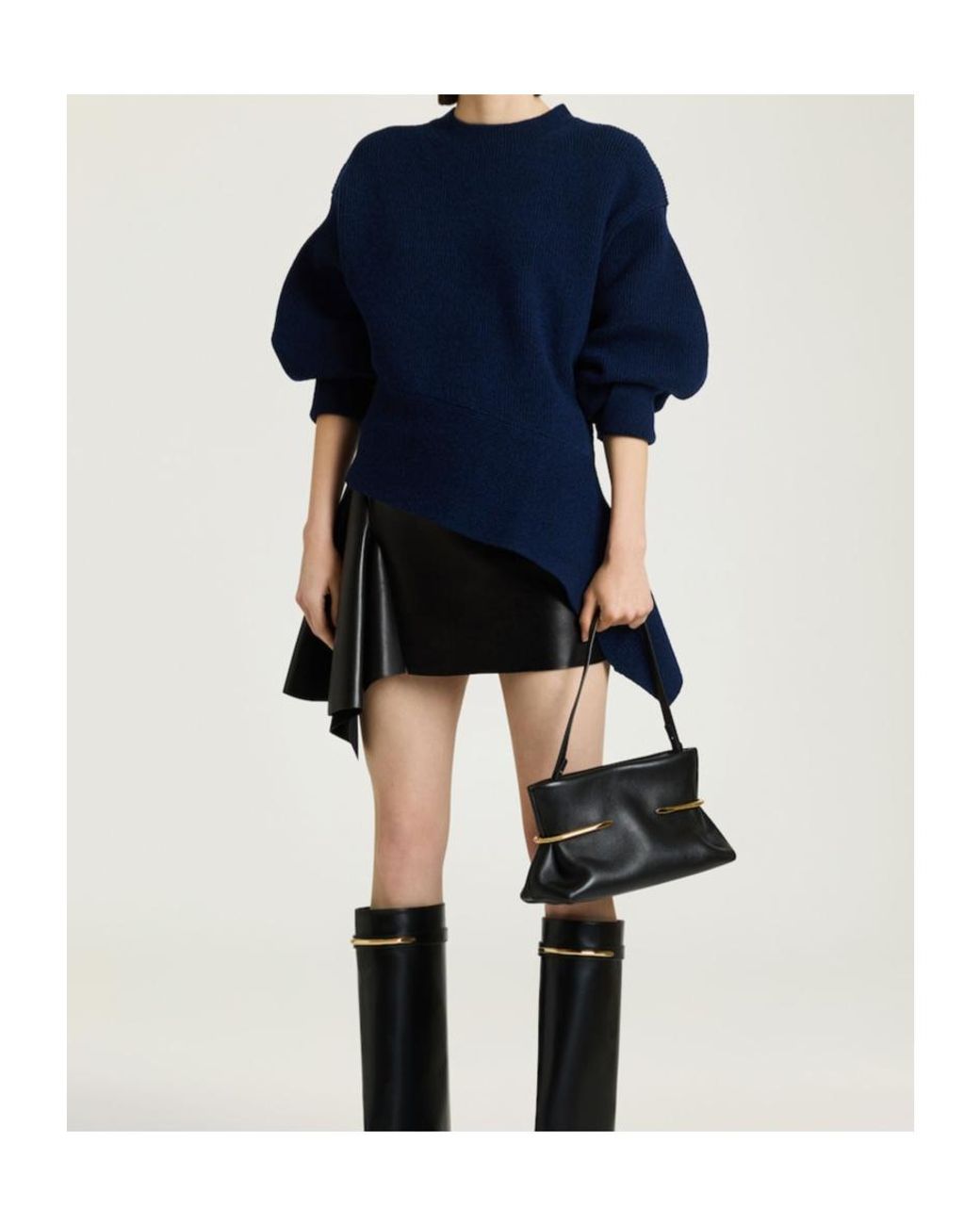 Givenchy Blue Asymmetric Long Knitted Sweater