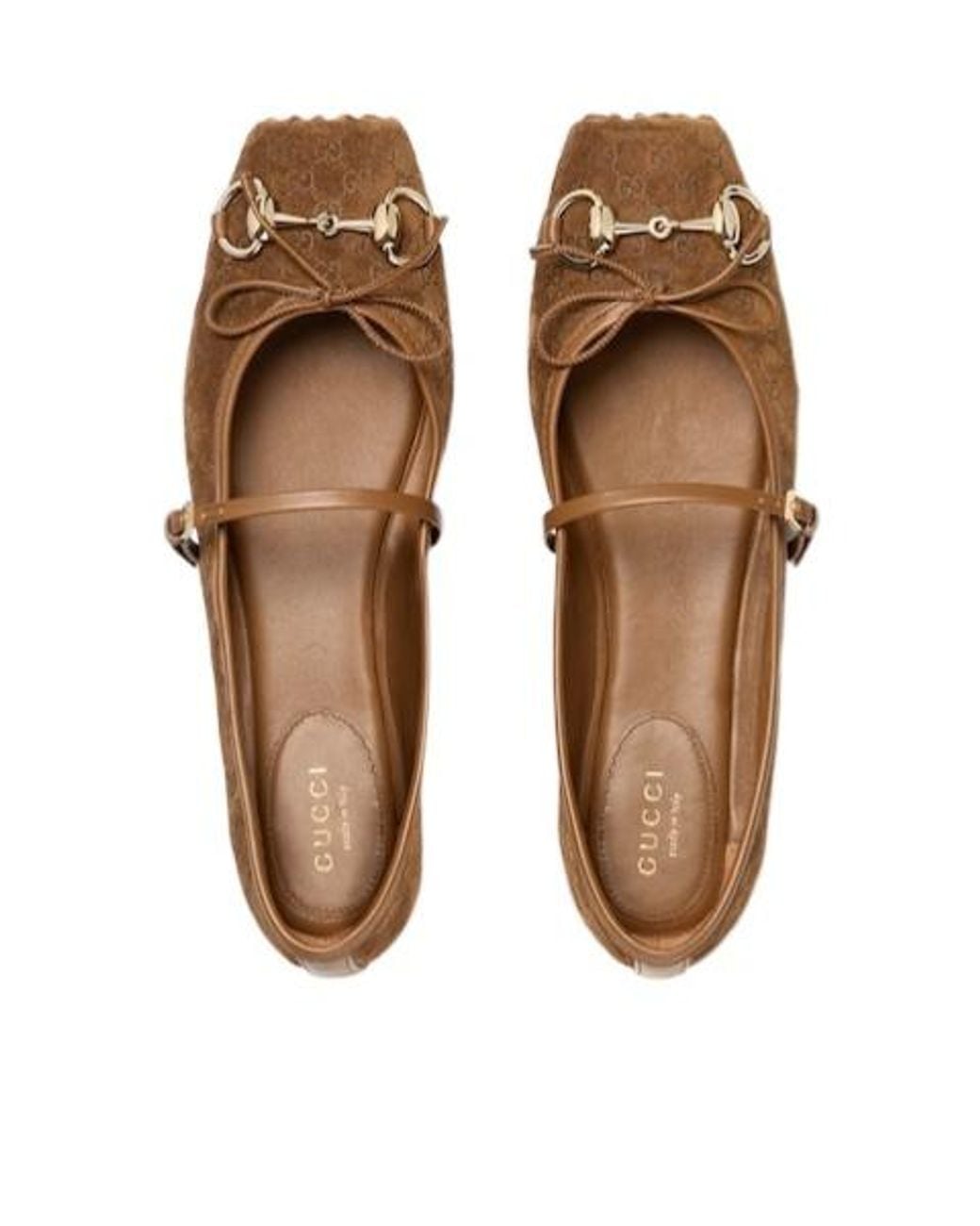 Gucci Brown Horsebit Suede & Leather Ballet Flat
