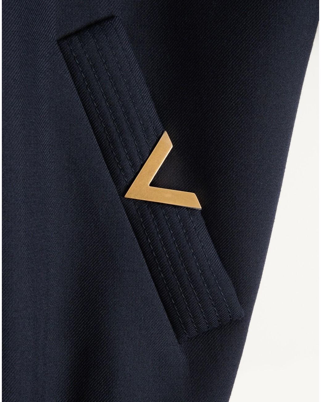 Valentino Blue Logo Plaque Zip-Up Bomber Jacket for men