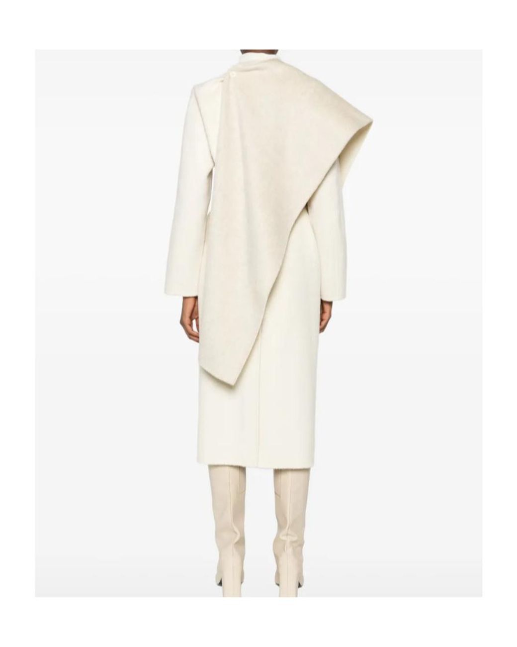 P.A.R.O.S.H. White Scarf Detailed Belted Coat