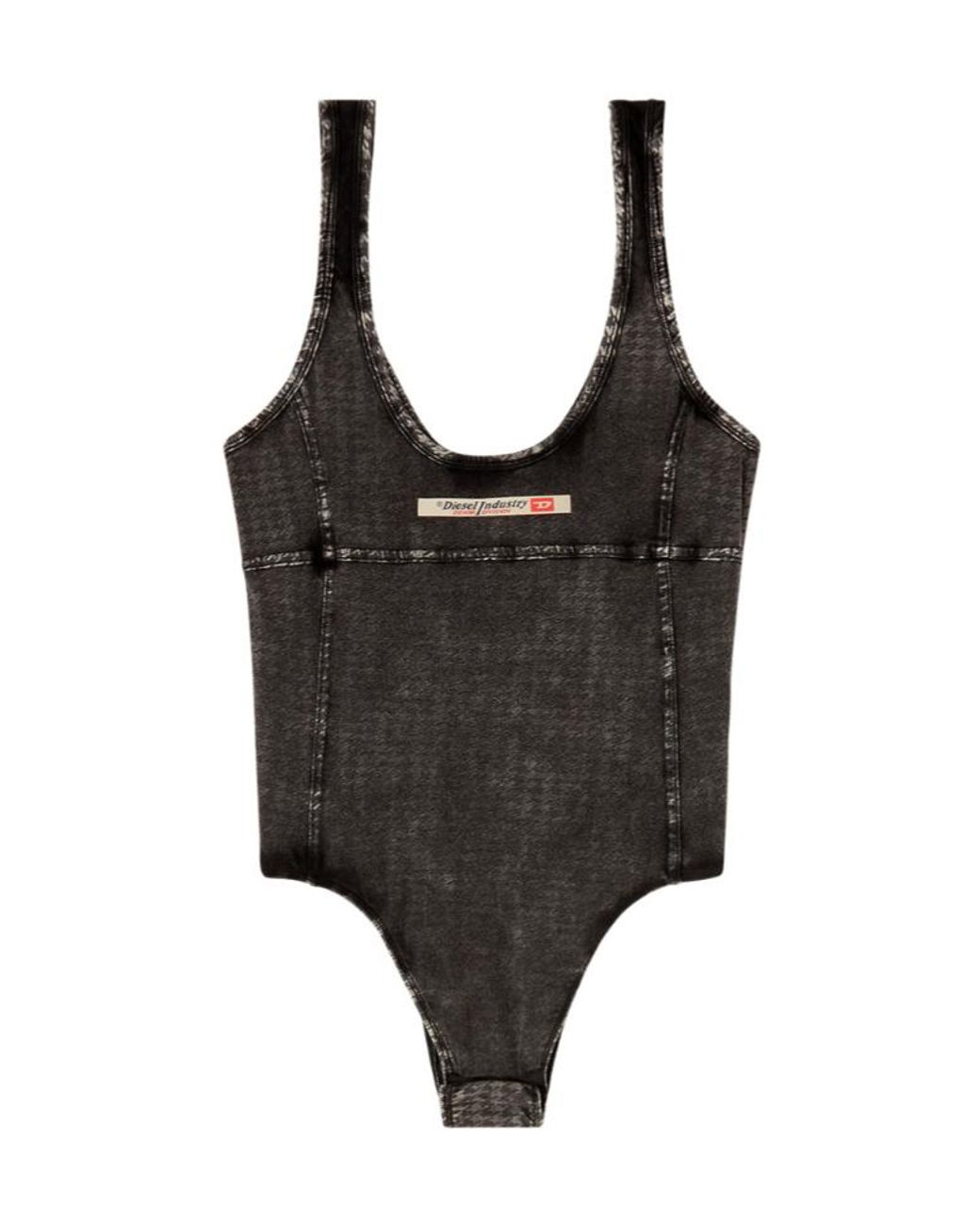DIESEL Black Phoebe-Dnm Houndstooth Print Bodysuit