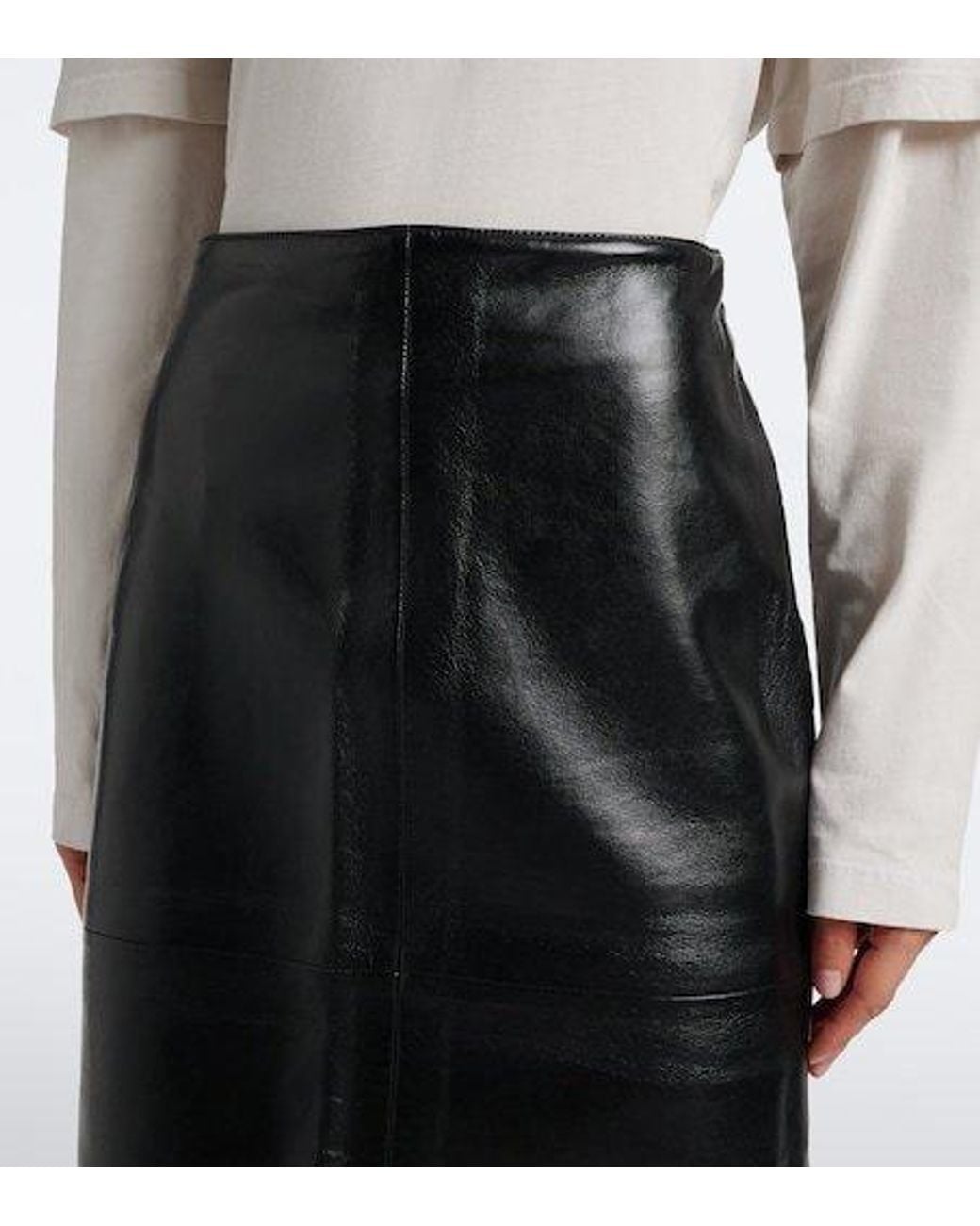 Agolde Black Hikson Leather-Blend Pencil Skirt