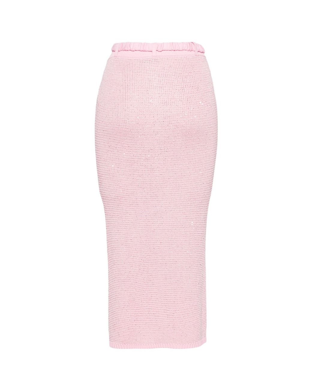 Alessandra Rich Pink Ribbed Midi Knitted Skirt