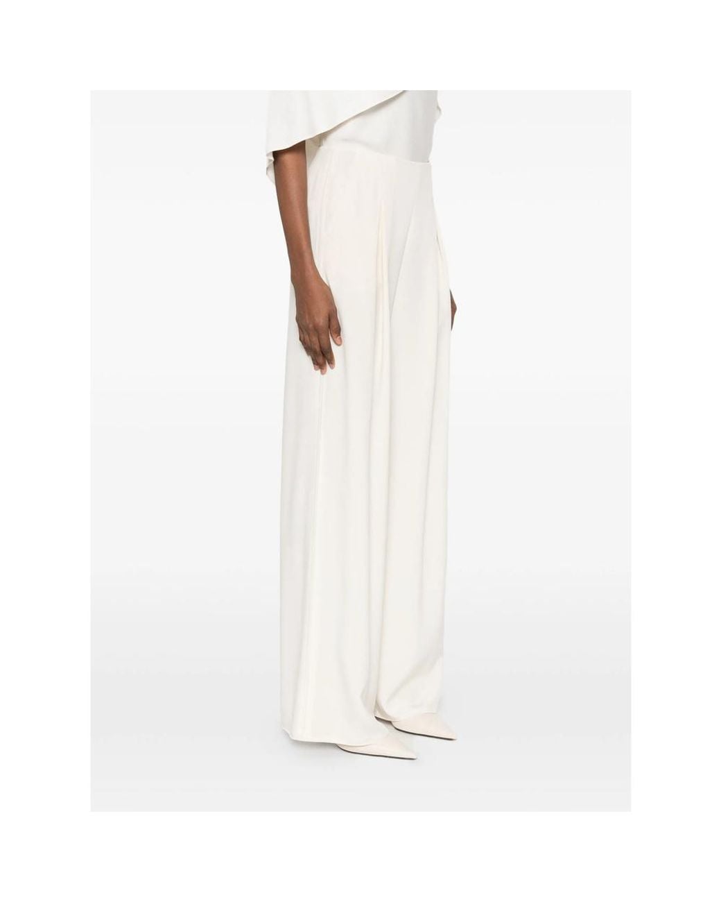 Max Mara White Wide-Leg Casual Pants