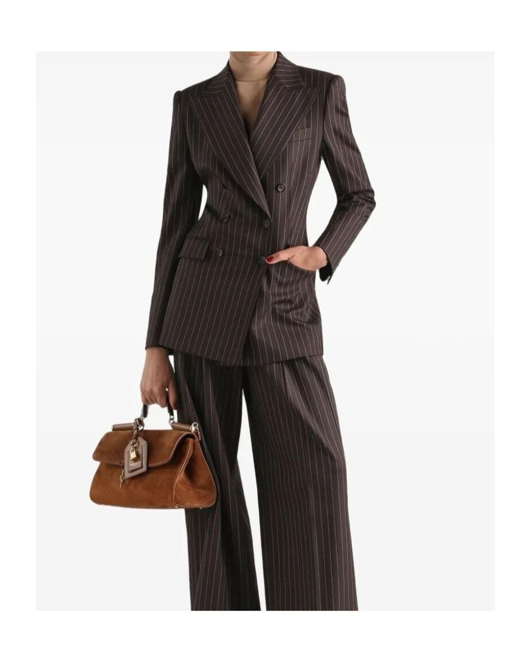 Dolce & Gabbana Black Double-Breasted Pinstriped Blazer