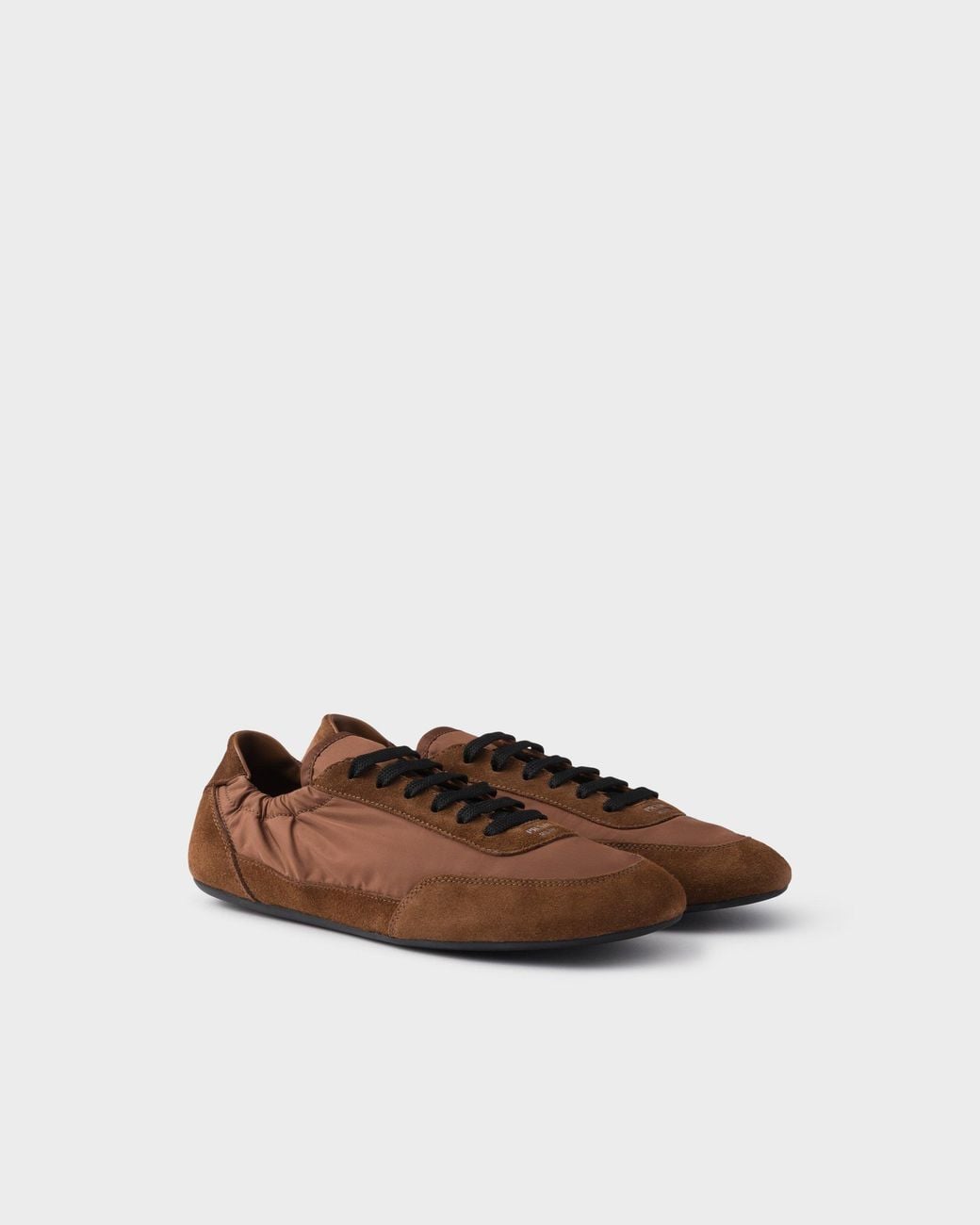 Prada Brown Collapse Round-Toe Sneakers