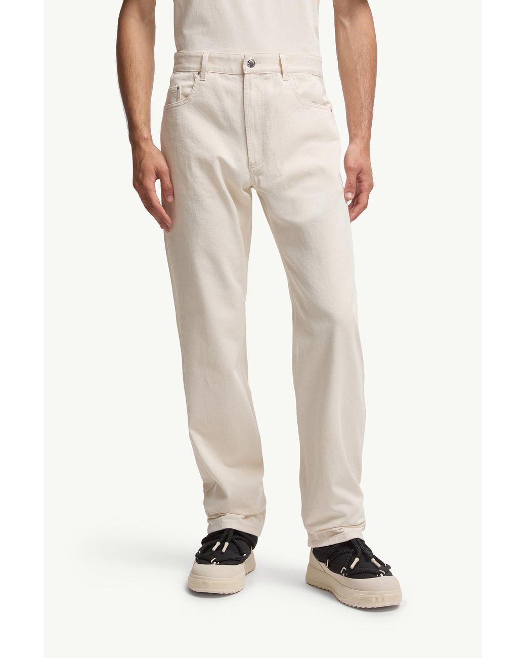 Moncler White Logo-Patch Jeans for men