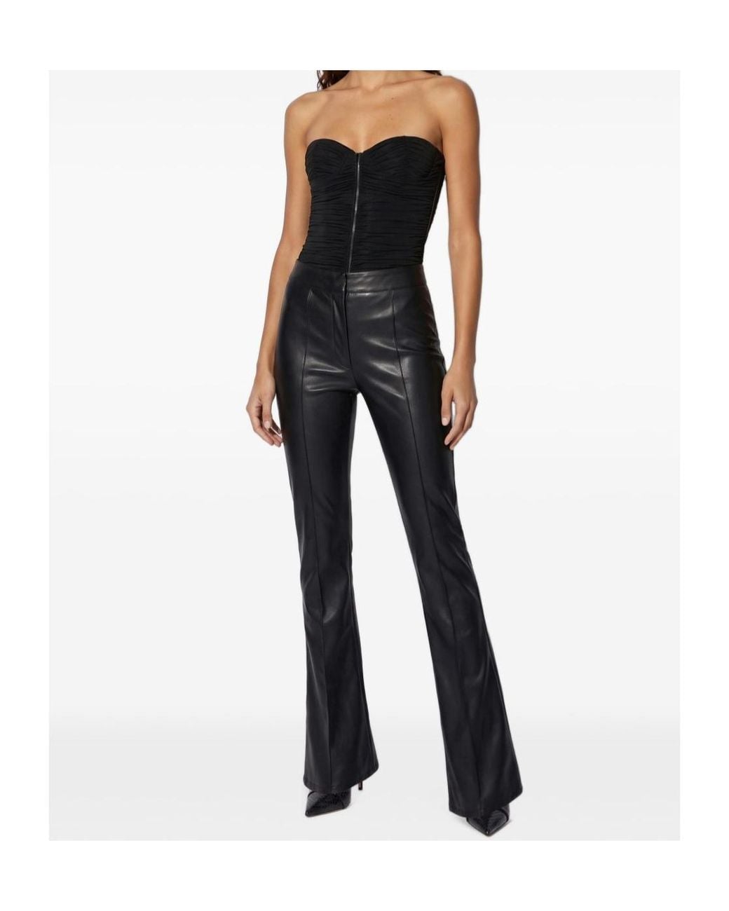 Elisabetta Franchi Black Ruched Zip-Front Bodysuit