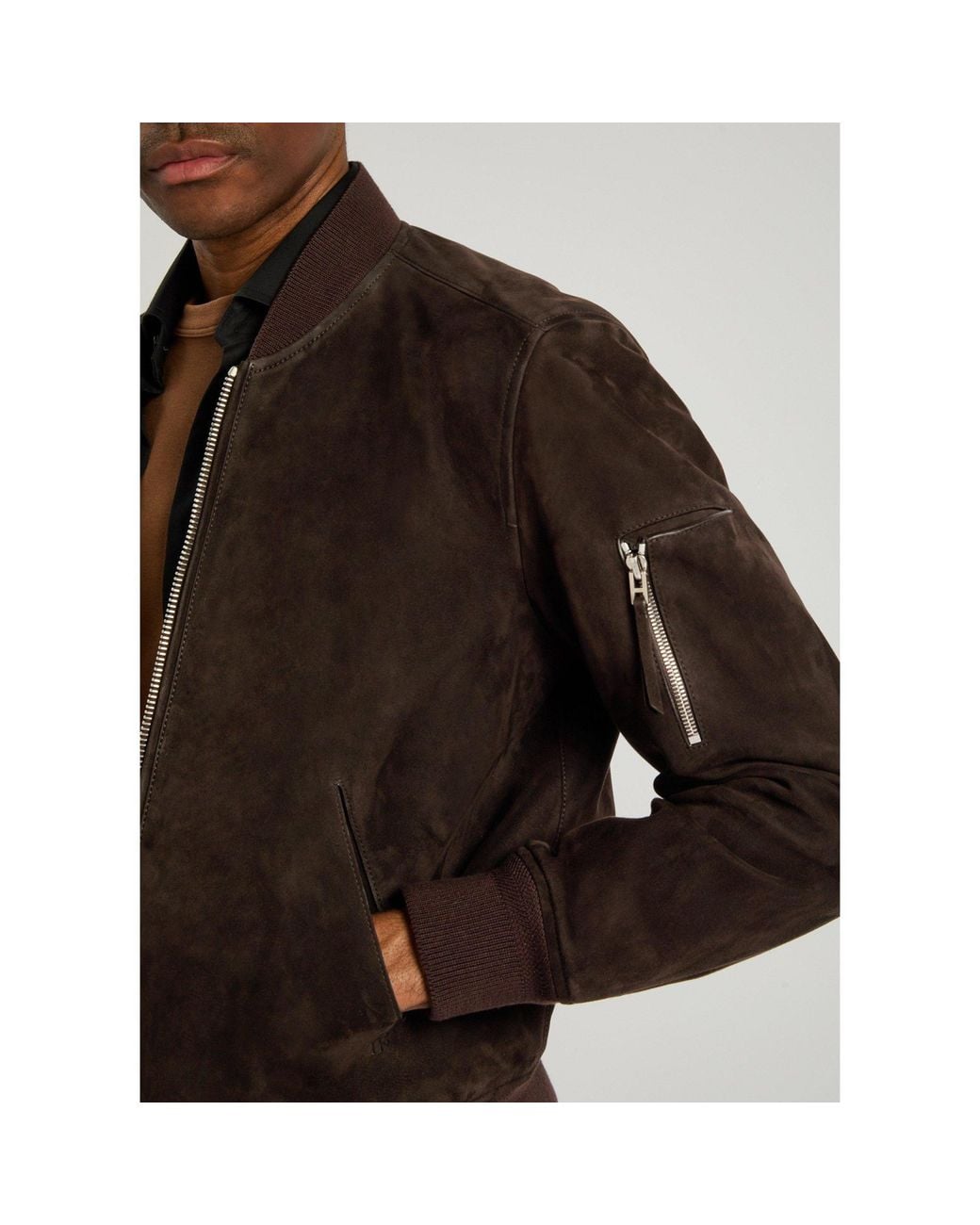Tom Ford Black Stand-Collar Suede Pilot Jacket for men