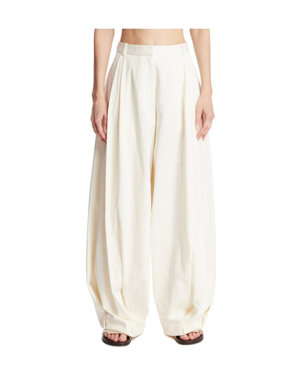 The Row White Faustine Pleated Trousers