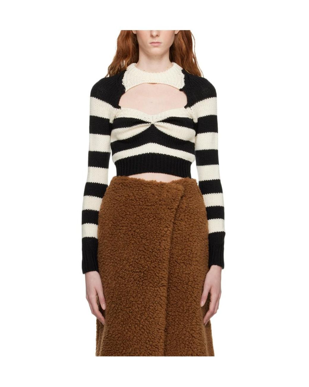 Marni Black Striped Virgin-Wool Top