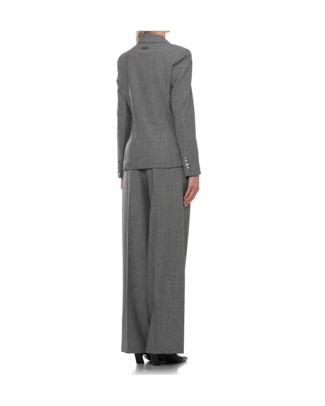 Peserico Gray Double-Breasted Rhinestone Blazer