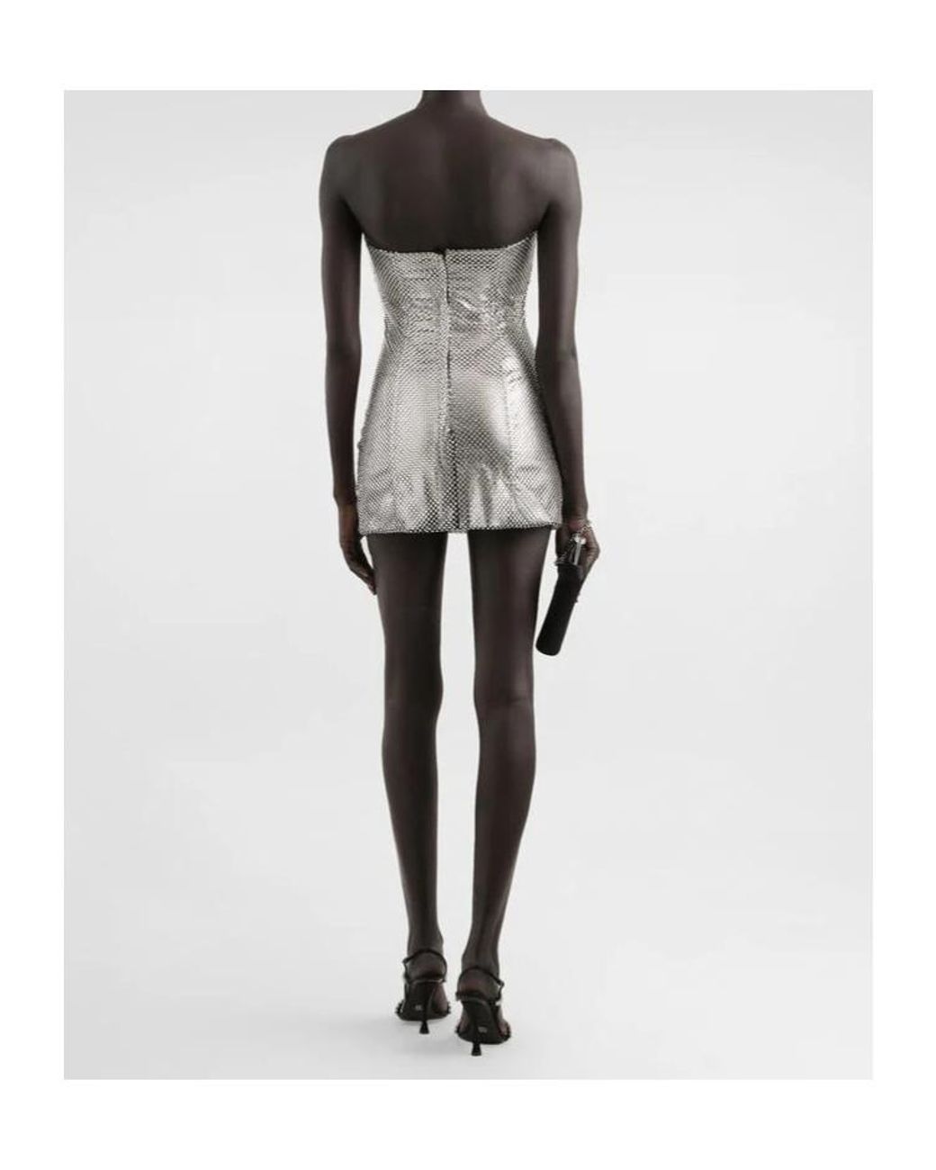 Dolce & Gabbana Gray Sequin Off-Shoulder Dress