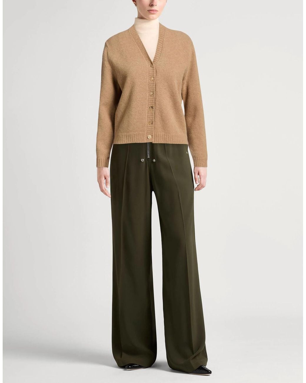 Maison Margiela Brown Medium-Weight Wool Knit V-Neck Cardigan