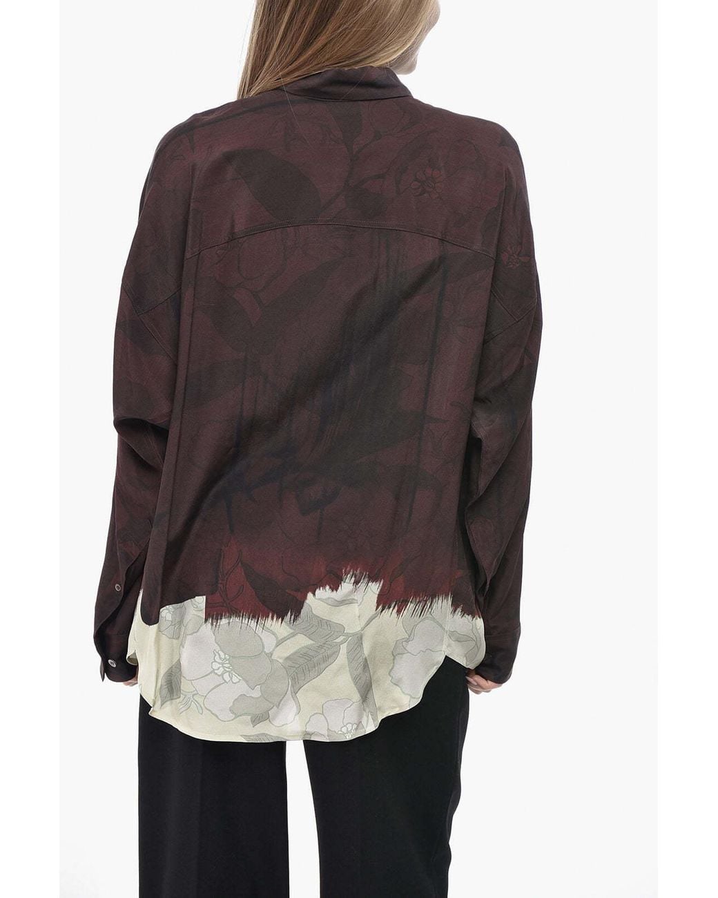Dries Van Noten Brown Casio Contrasting Hem Shirt