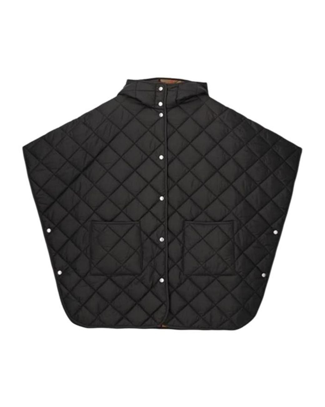 Burberry Black Quilted Hooded Cape