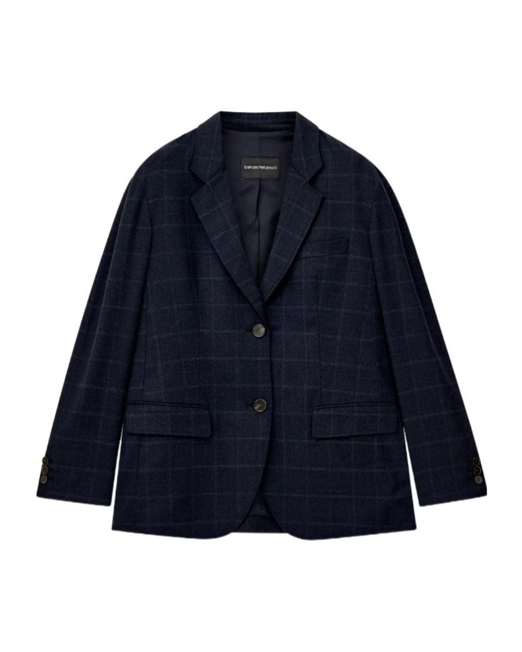 Emporio Armani Blue Checked Single-Breasted Blazer