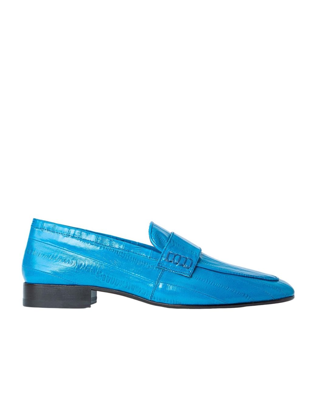 Dries Van Noten Blue Croc-Embossed Leather Loafers