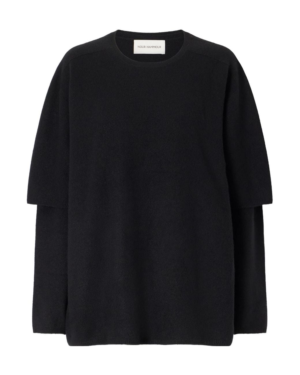 Nour Hammour Black Layered Cashmere Sweater