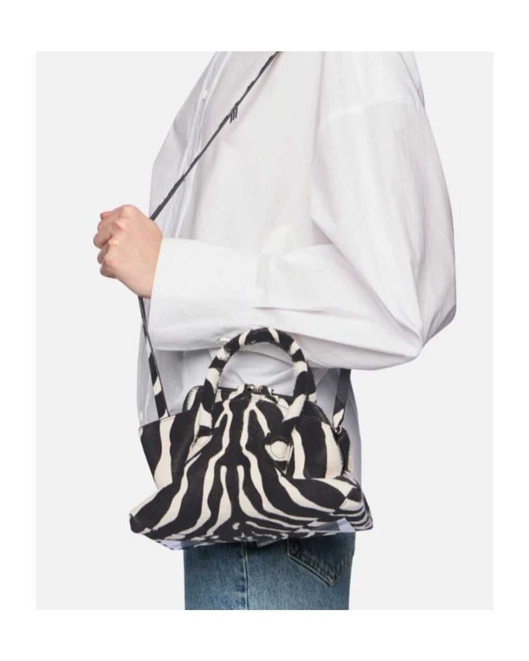 The Attico Black The La Passeggiata Zebra Printed Mini Tote Bag