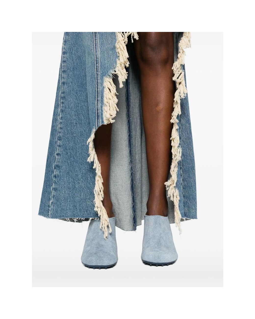 Blumarine Blue Halter-Neck Frayed-Hem Denim Dress