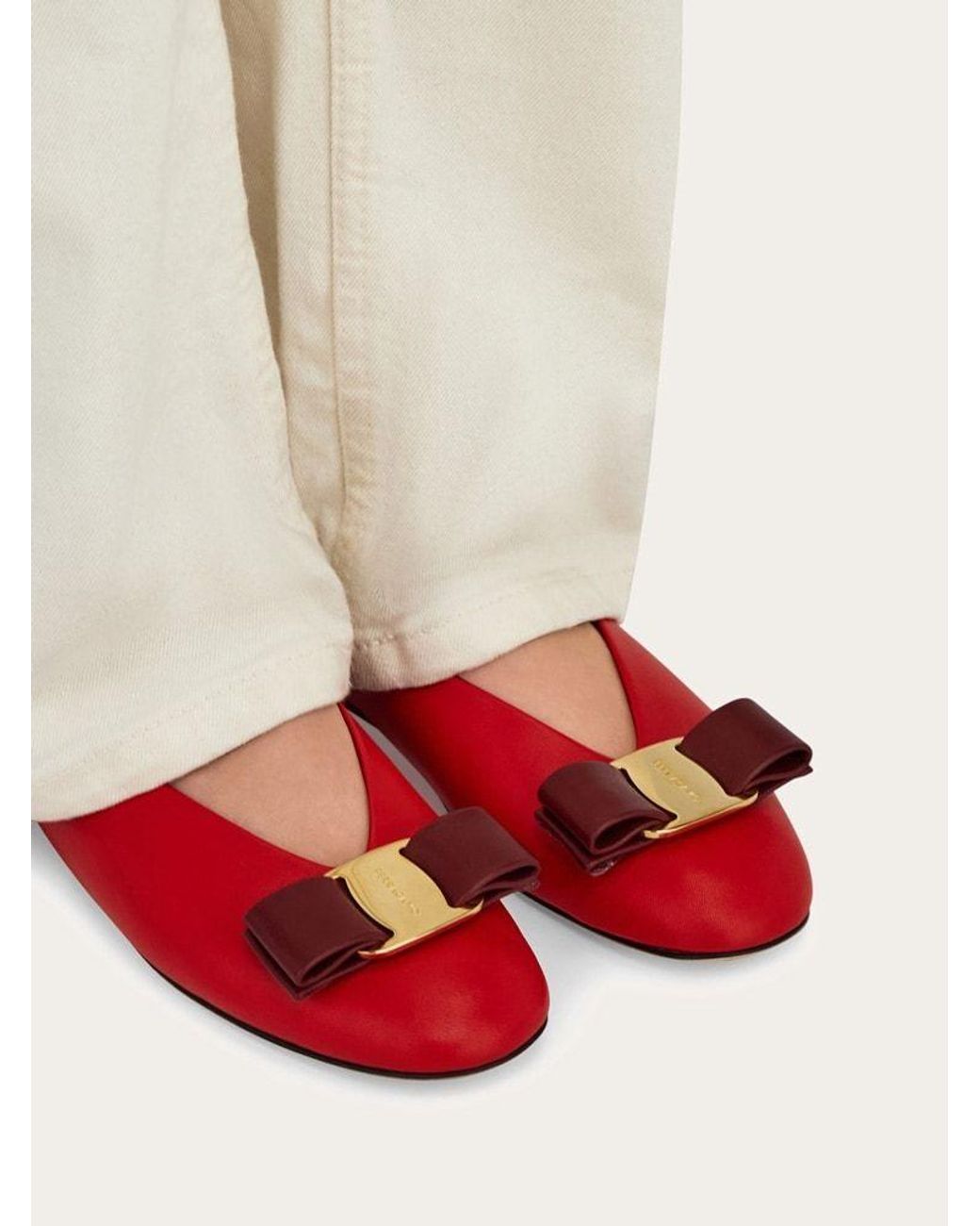 Ferragamo Red Vara Bow Ballet Flat