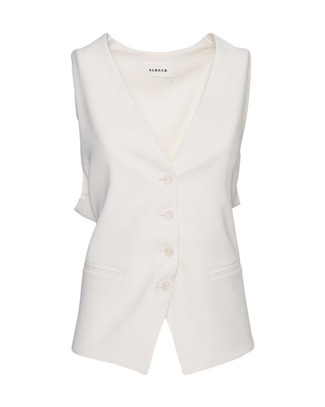 P.A.R.O.S.H. White P.A.R.O..H. Rear Belted Buttoned Vest