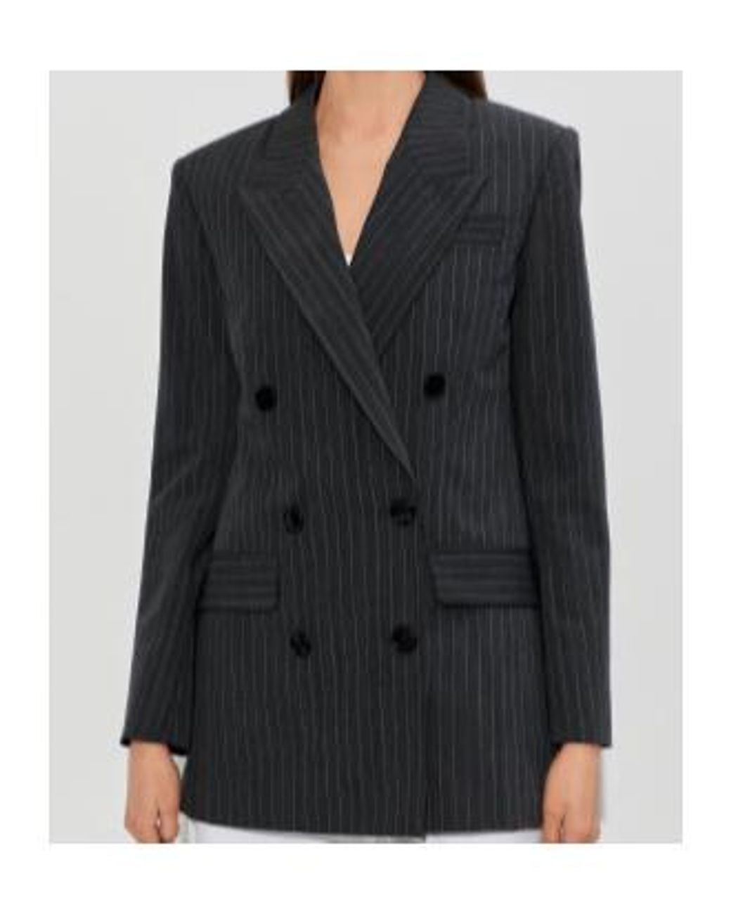 Isabel Marant Black Double-Breasted Striped Blazer