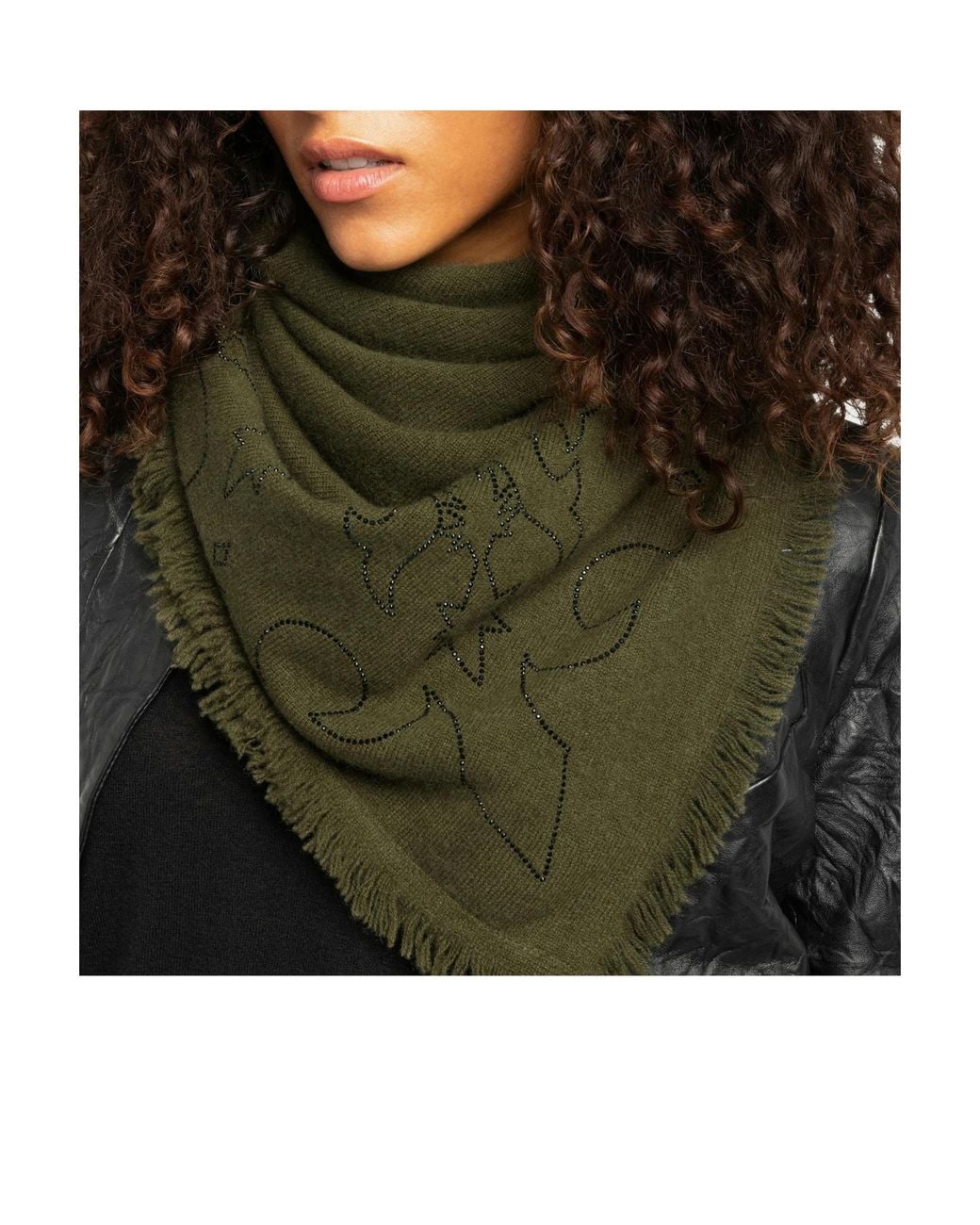 Zadig & Voltaire Green Stevie Strass Western Scarf