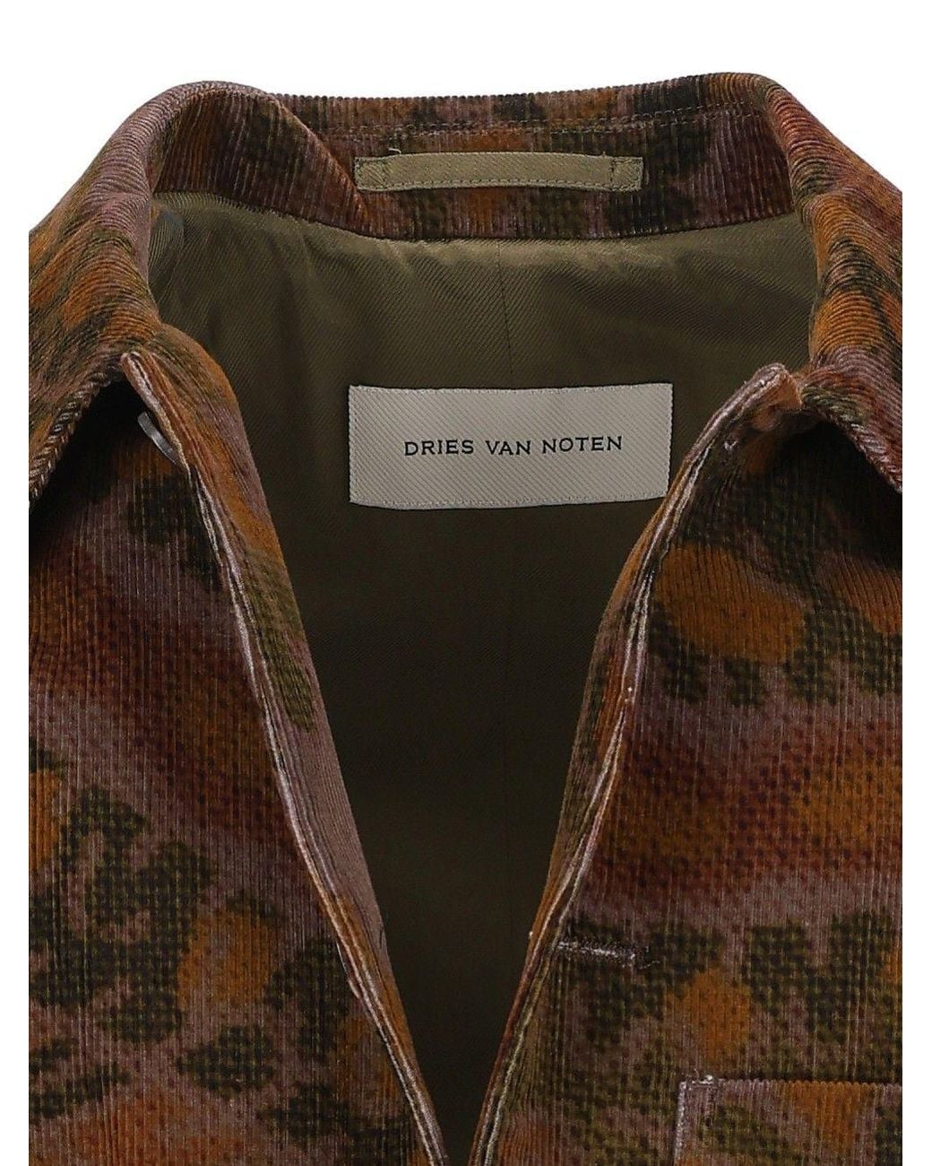 Dries Van Noten Brown Printed Overdyed Corduroy Jacket for men