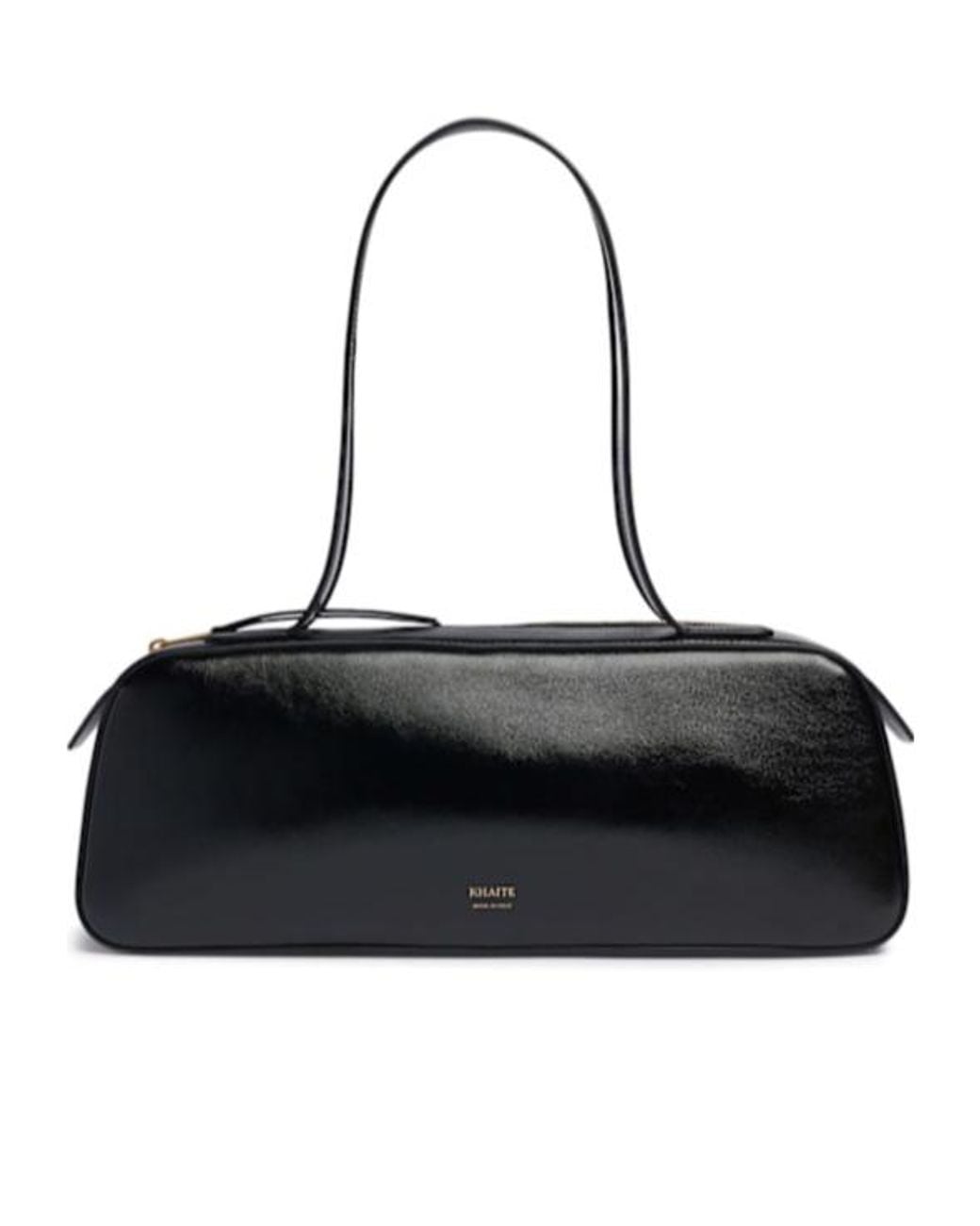 Khaite Black Simona Crackled Patent Shoulder Bag