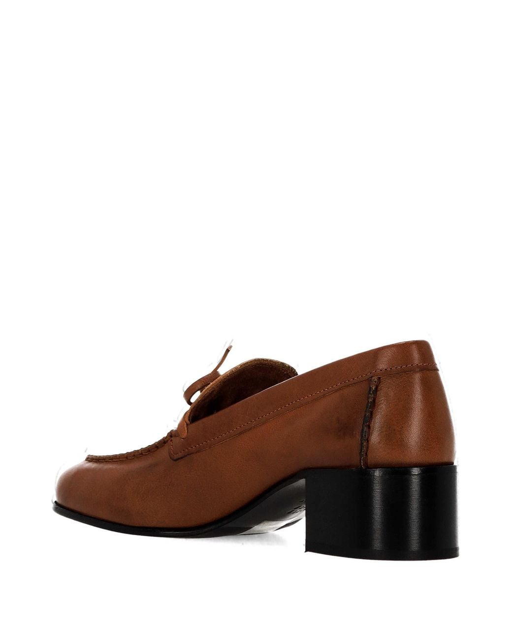 Miu Miu Brown Bow-Detail Leather Loafers