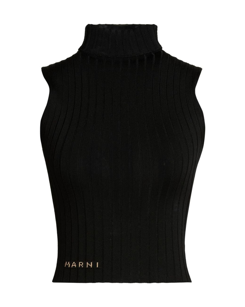 Marni Black Sleeveless Turtleneck Knit Top