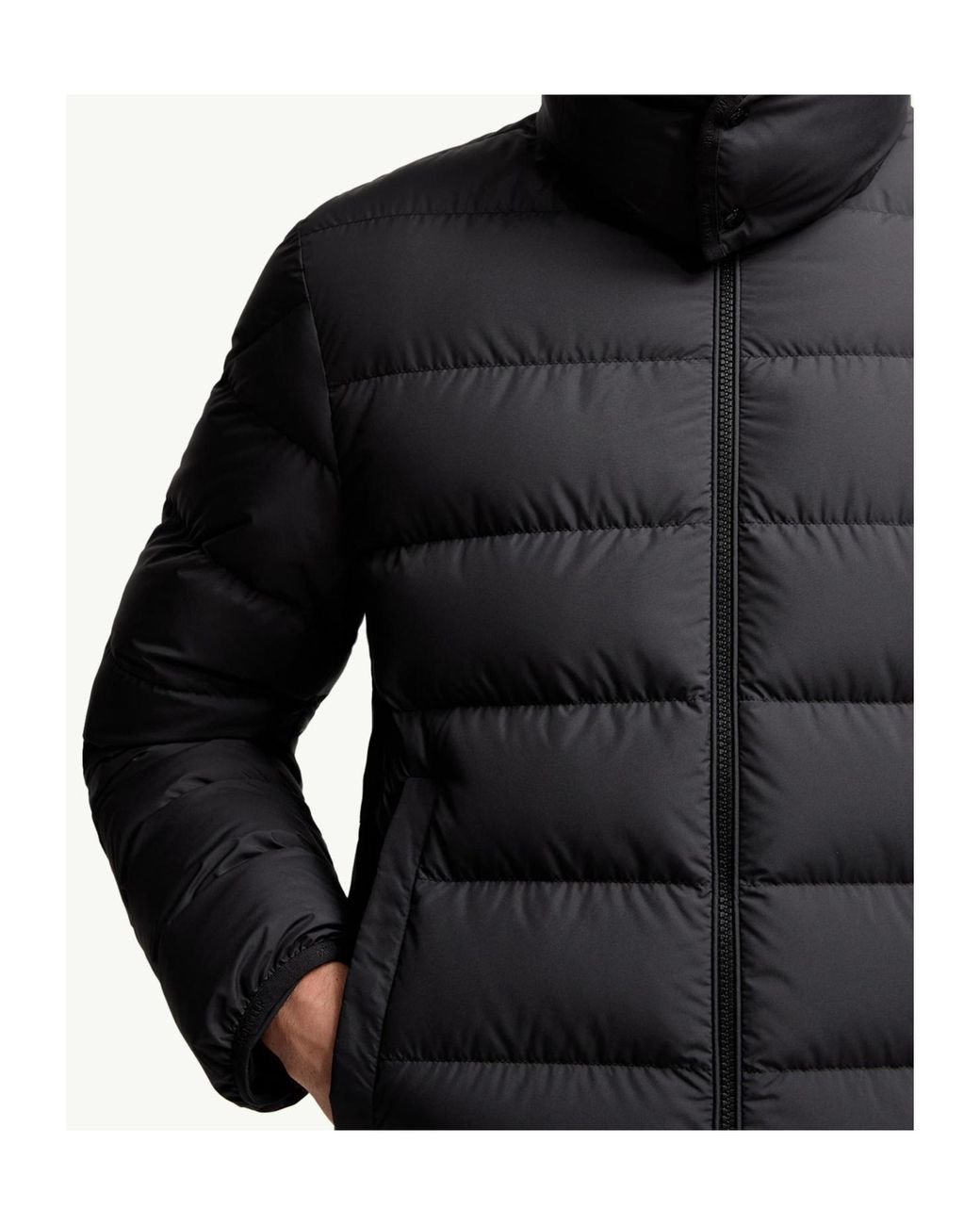 Moncler Black Hooded Zip-Up Padded Jacket for men