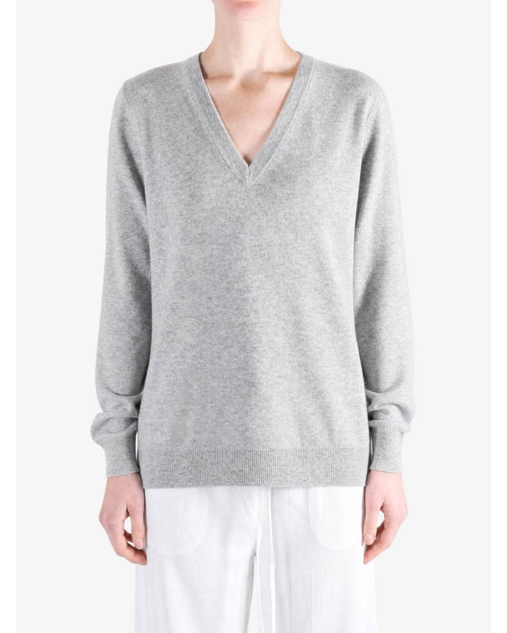 Brunello Cucinelli Gray Long-Sleeve Knit Top