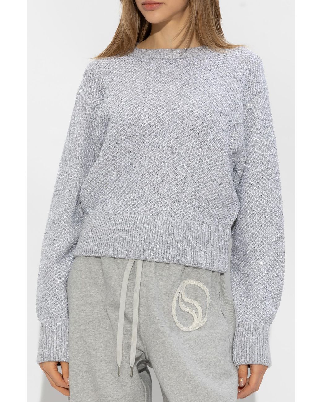 Stella McCartney Gray Sequin-Embellished Crewneck Jumper