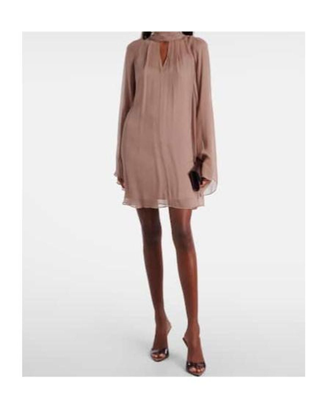Staud Brown Esther Chiffon Minidress