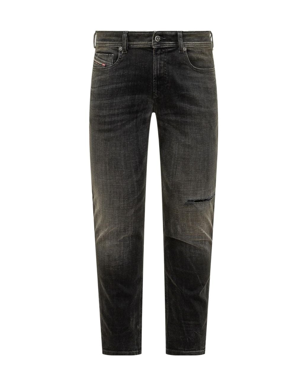 DIESEL Black Logo Patch Jeans for men