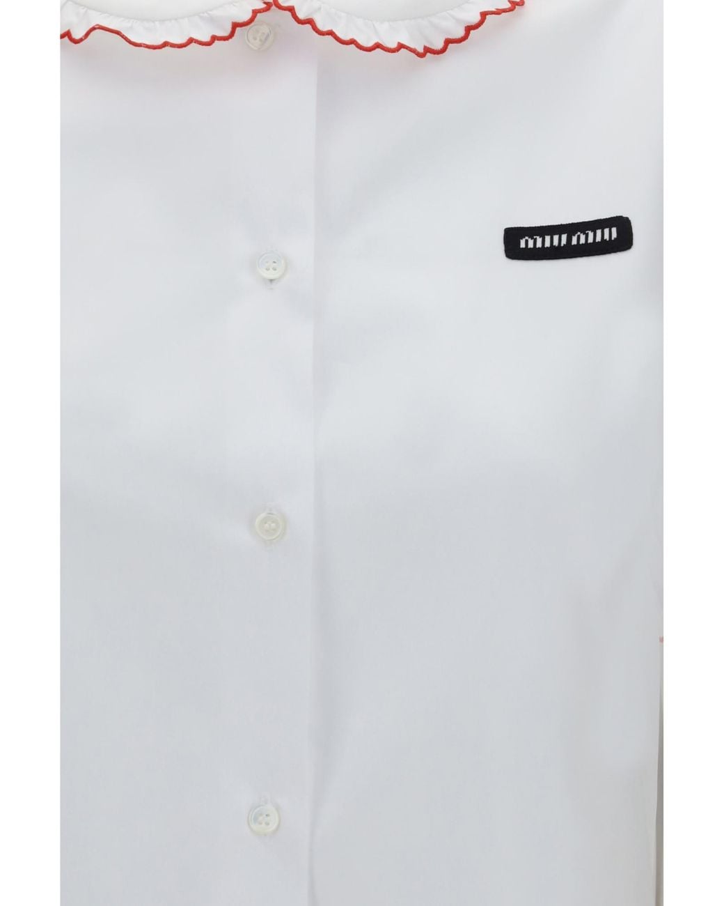 Miu Miu White Embroidered Poplin Shirt