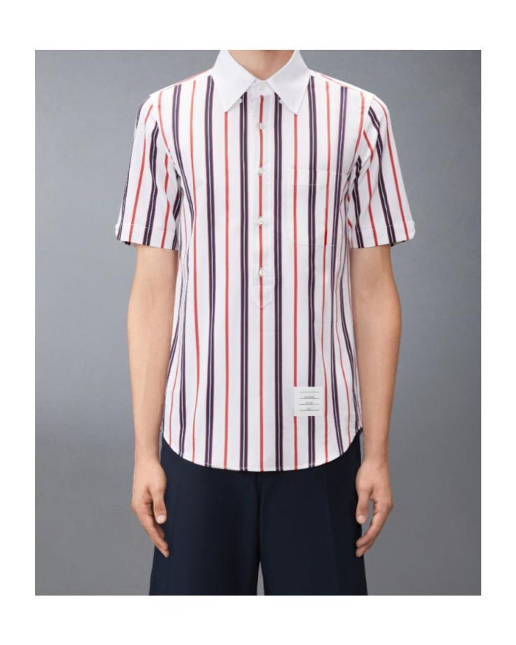 Thom Browne Red Repp Striped Poplin Shirt for men